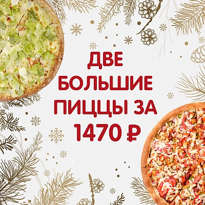 Две большие пиццы на ваш выбор!