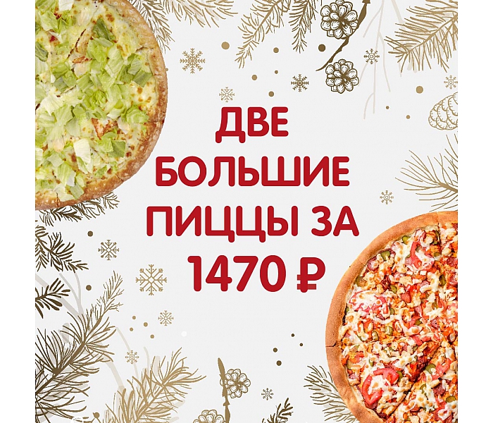 Две большие пиццы на ваш выбор!