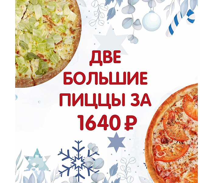 Две большие пиццы на ваш выбор!